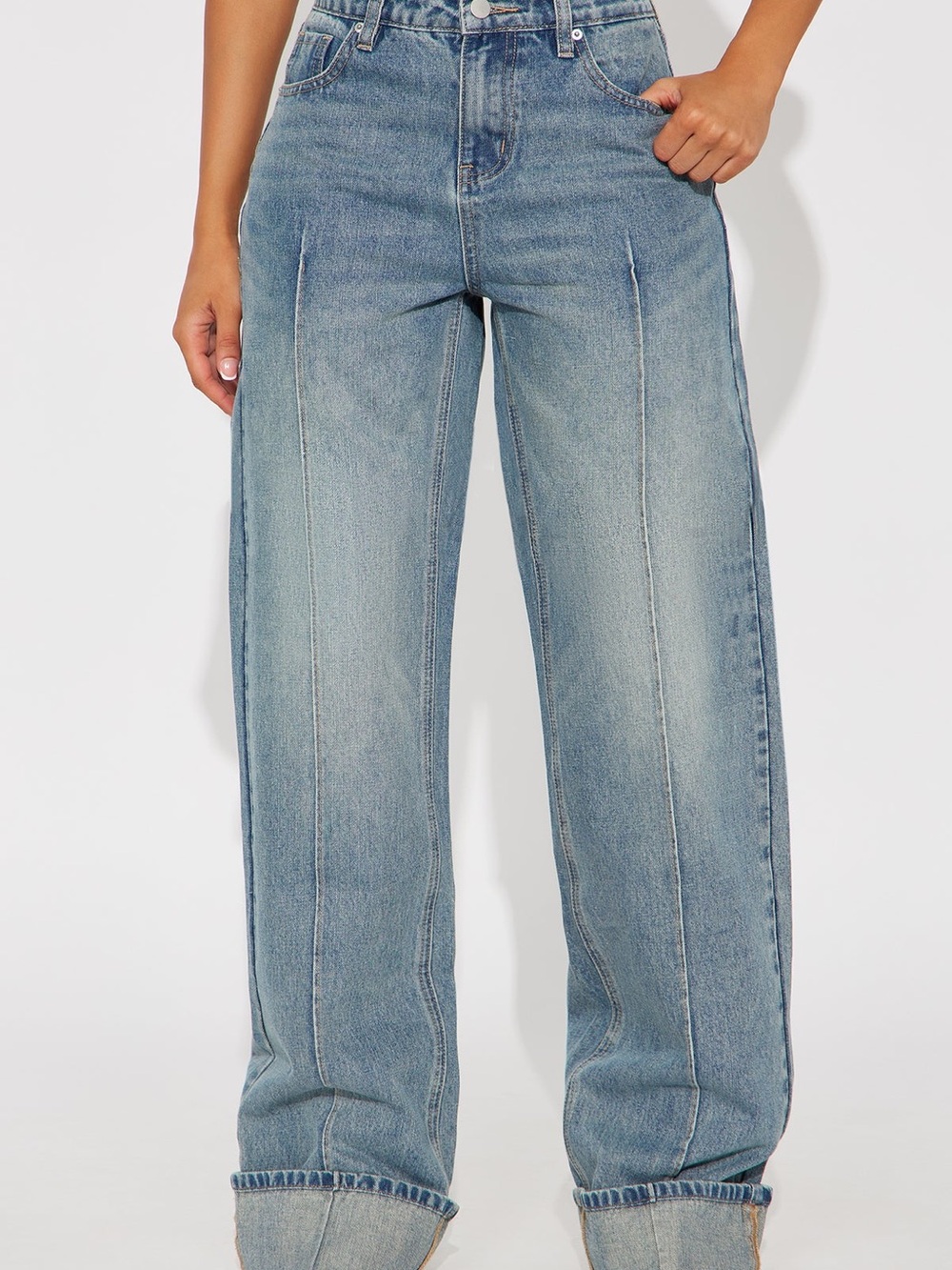 Fashion Nova Wide Leg Blue Denim Jeans